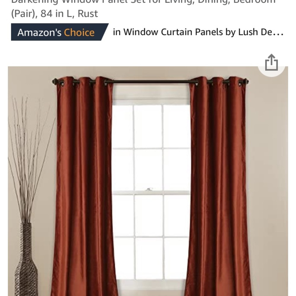 Rust color velvet curtains